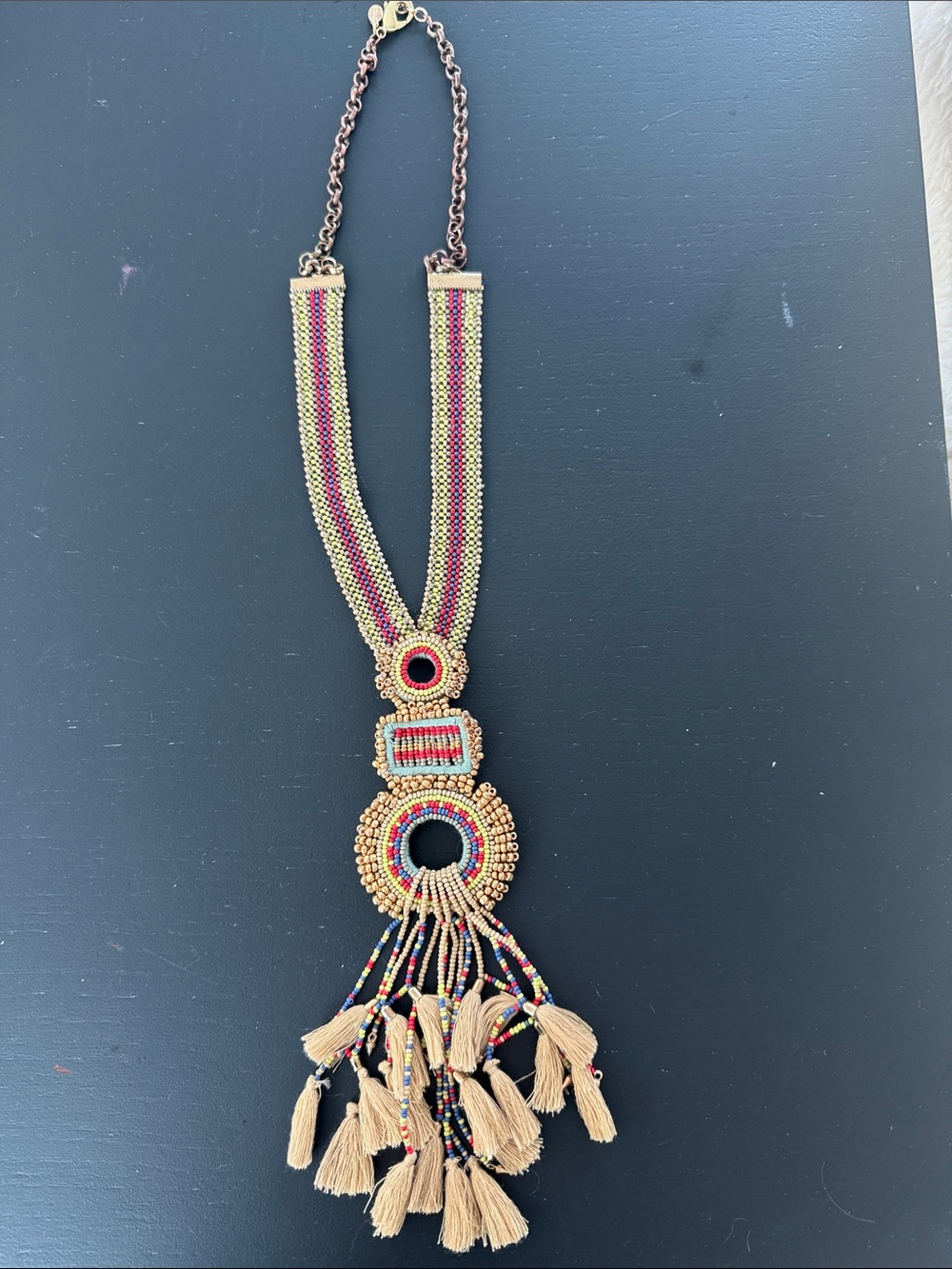 VNT Chico's Multicolor Beaded Tassel Necklace
